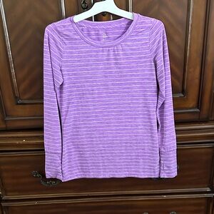 GapFit Breathe Purple Striped Long Sleeve Athletic Shirt
